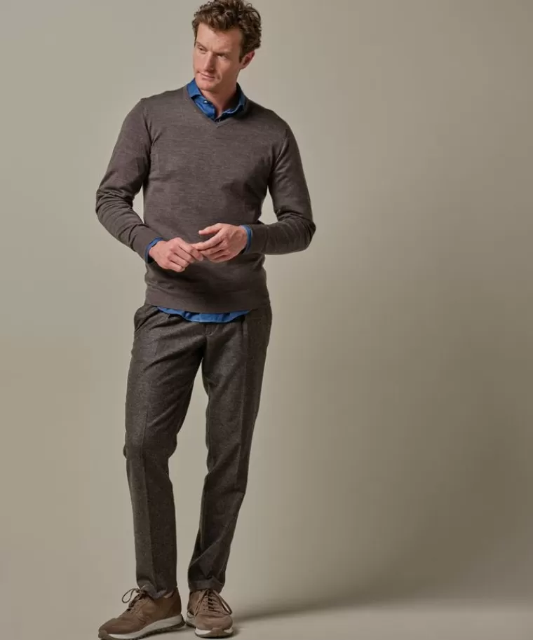 Profuomo Donker bruine merino v-neck DonkerBruin Online