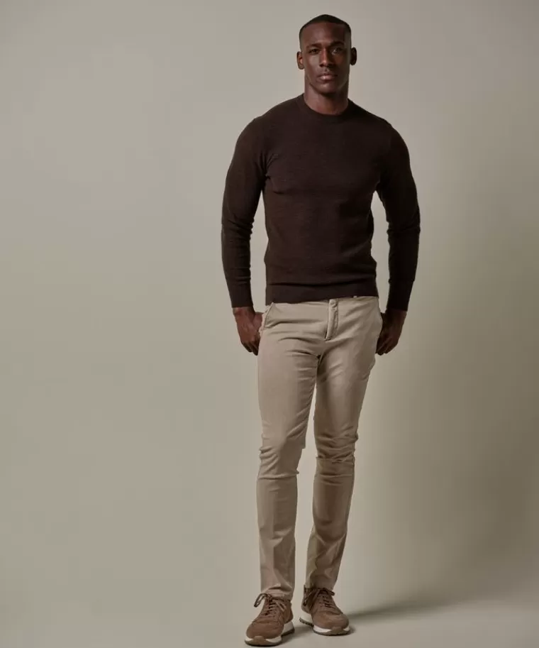 Profuomo Donker bruine structuur crewneck DonkerBruin Best
