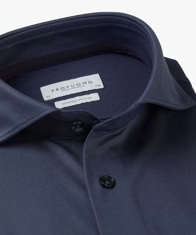 Profuomo Double dye Japanese knitted overhemd Midblauw Best