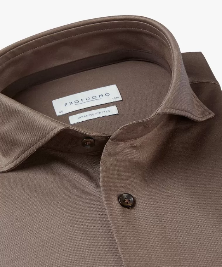 Profuomo Double dye Japanese knitted overhemd Taupe Cheap