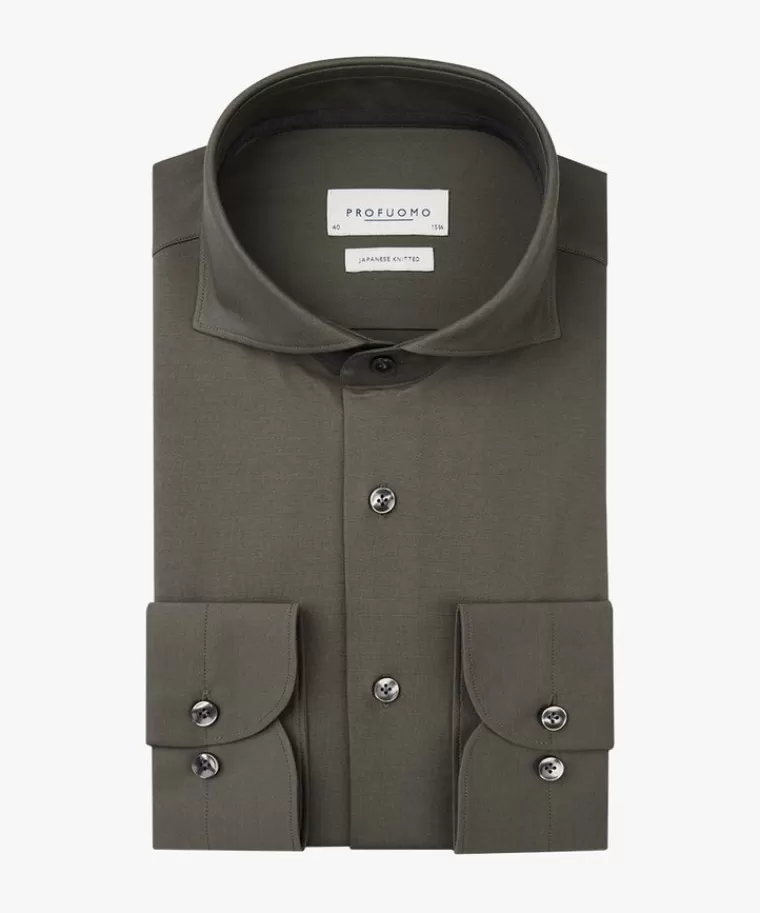 Profuomo Double dye Japanese knitted overhemd Donkergroen Online