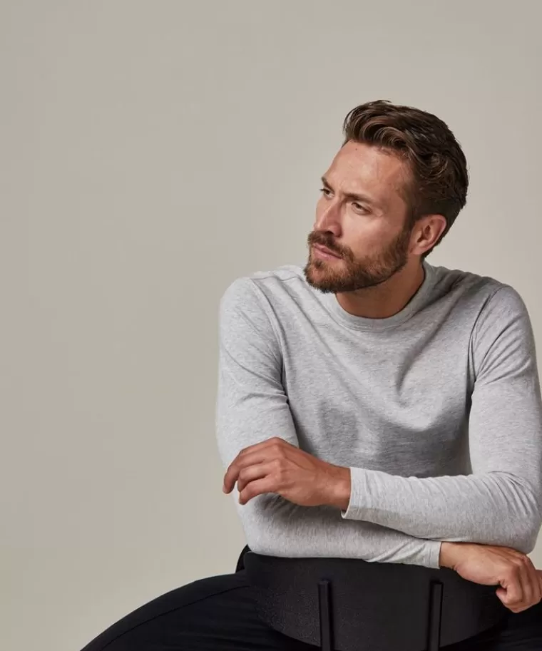 Profuomo melange longsleeve t-shirt Grijs Hot