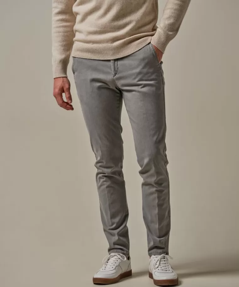 Profuomo Grijs pigment dye slim fit chino Midgrijs Best