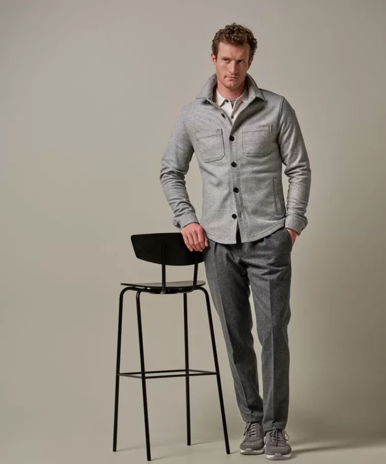 Profuomo Grijs wol geruit overshirt Midgrijs Outlet