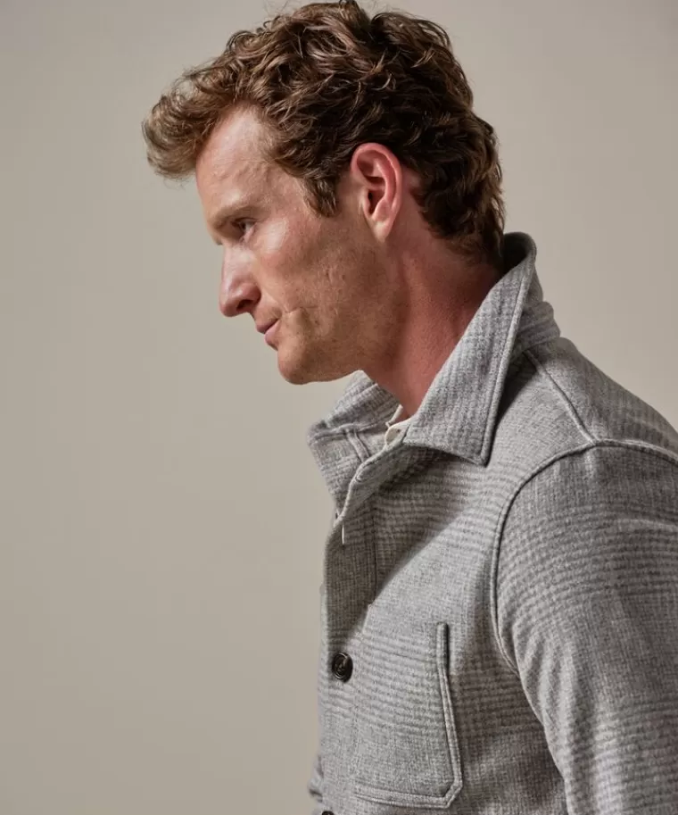 Profuomo Grijs wol geruit overshirt Midgrijs Outlet