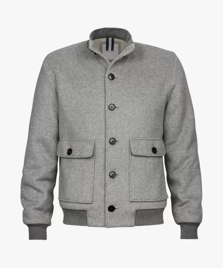 Profuomo Grijze knitted bomber Lichtgrijs Hot