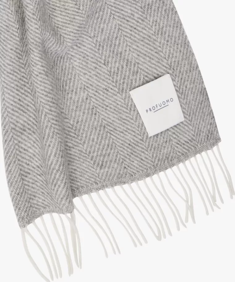 Profuomo Grijze lamswollen sjaal Grijs Outlet