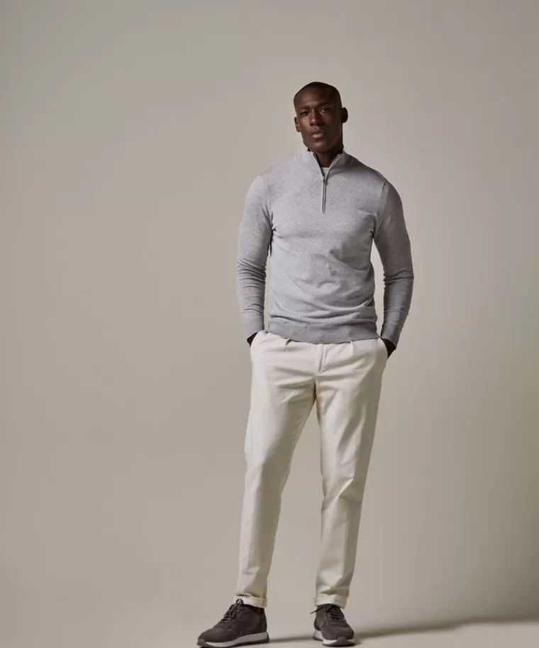 Profuomo Grijze luxury basic half zip Lichtgrijs Outlet