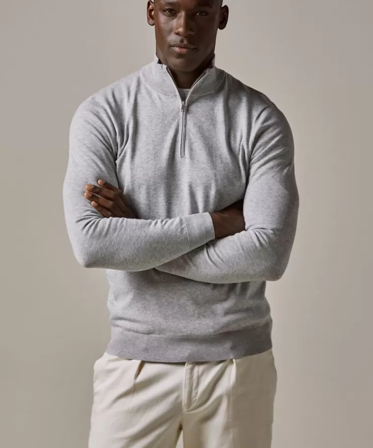 Profuomo Grijze luxury basic half zip Lichtgrijs Outlet