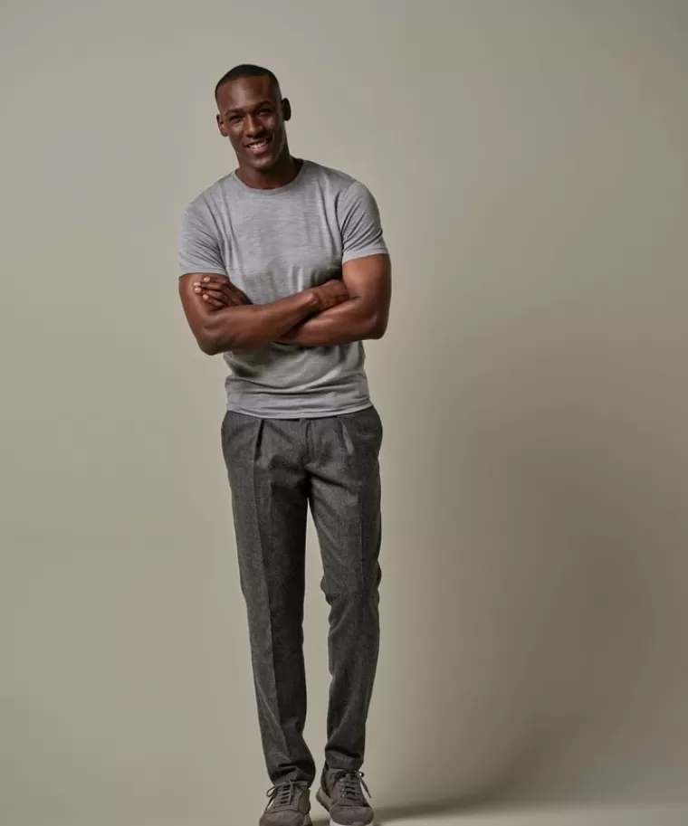 Profuomo Grijze merino t-shirt Lichtgrijs Best