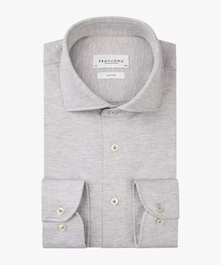 Profuomo Grijze twill jersey overhemd Grijs Fashion