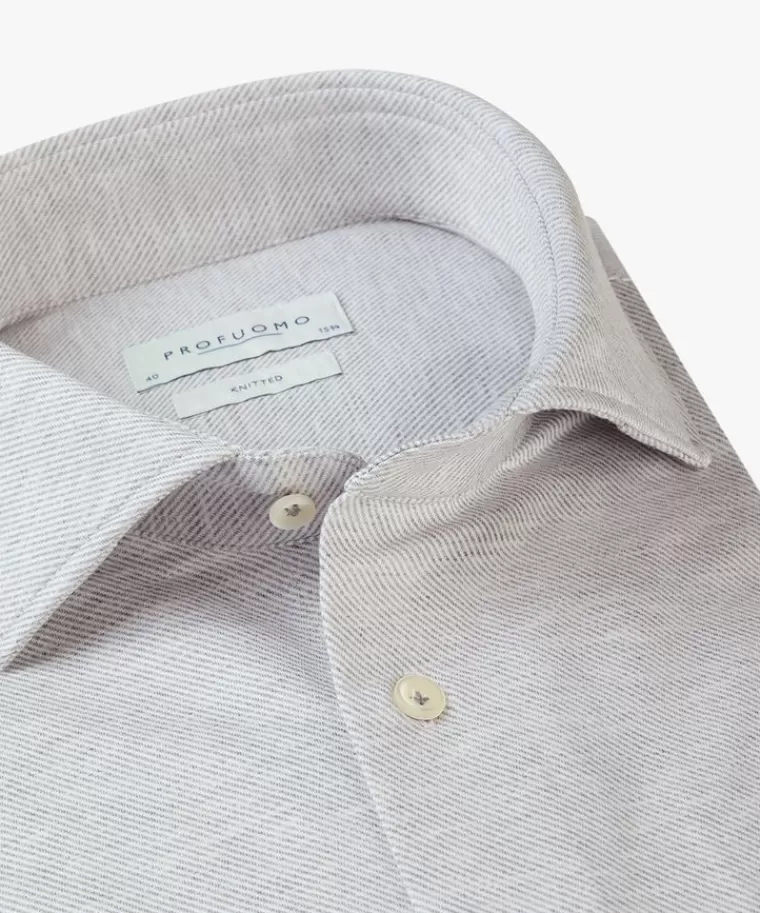 Profuomo Grijze twill jersey overhemd Grijs Fashion