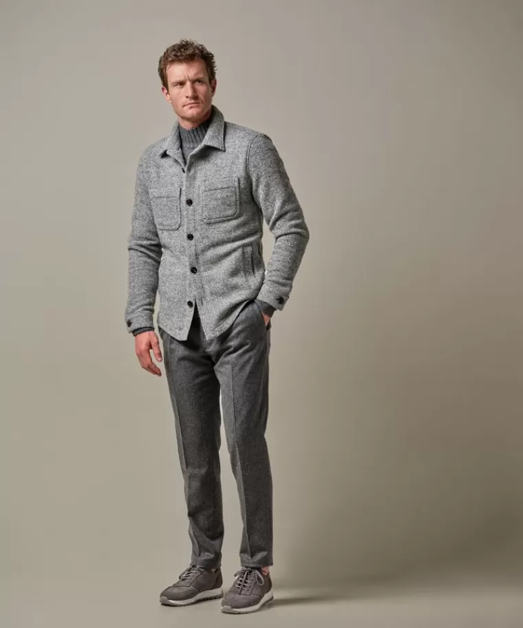 Profuomo Grijze visgraat overshirt Lichtgrijs Discount