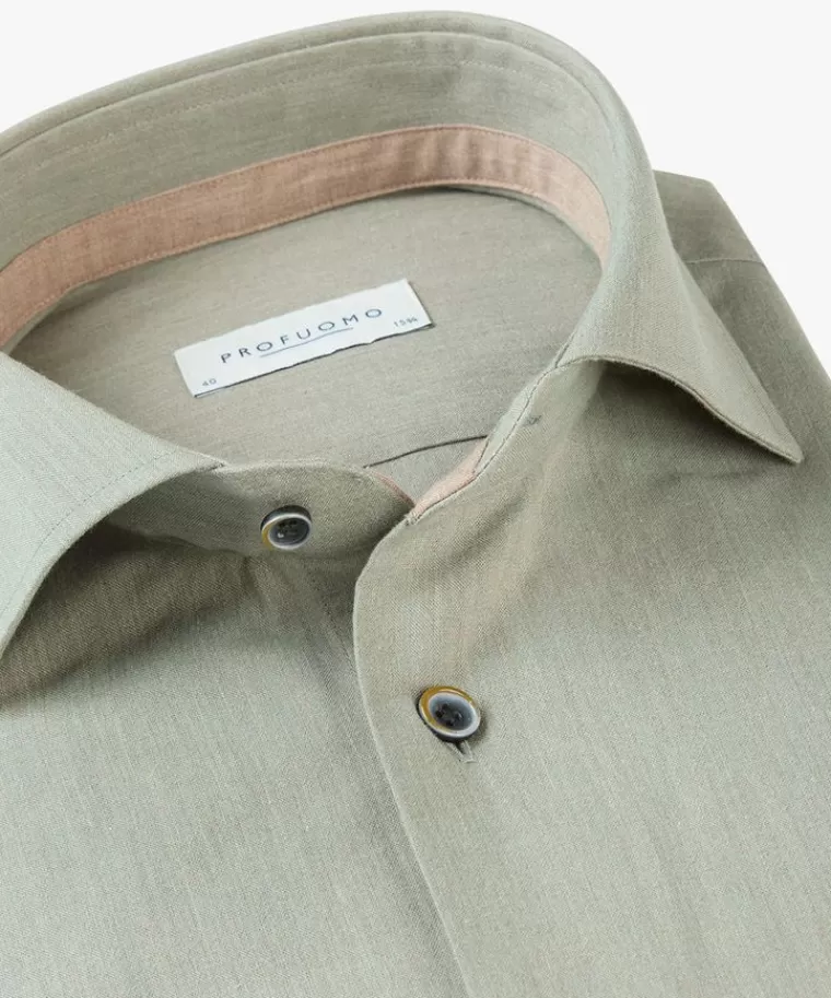 Profuomo Groen flanel overhemd Midgroen Fashion