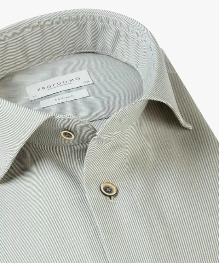 Profuomo Groen twill overhemd Midgroen Cheap
