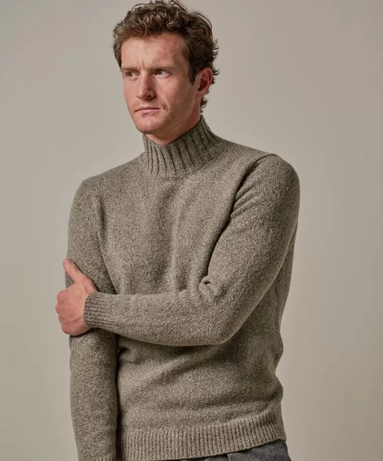 Profuomo Groene boiled wollen crewneck Donkergroen Flash Sale