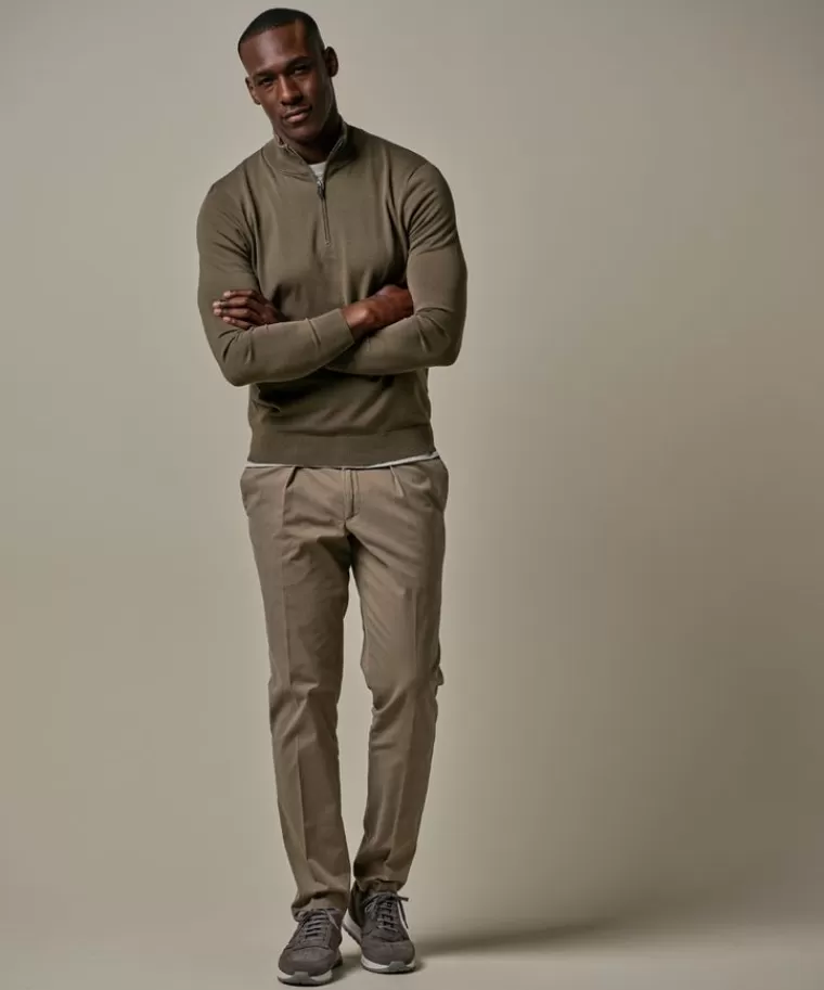 Profuomo Groene luxury basic half zip Donkergroen Shop