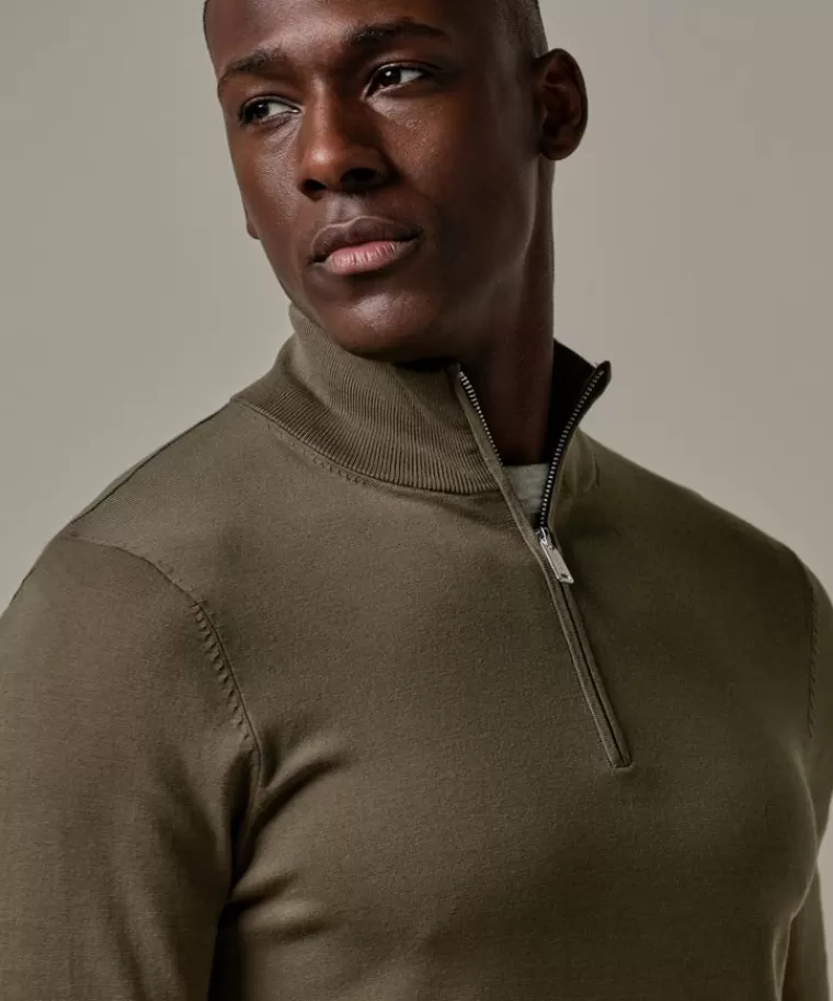 Profuomo Groene luxury basic half zip Donkergroen Shop