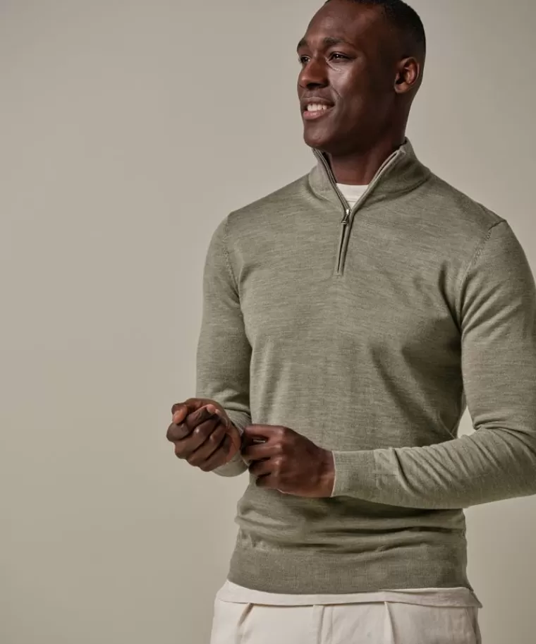 Profuomo e merino half zip Groen Shop