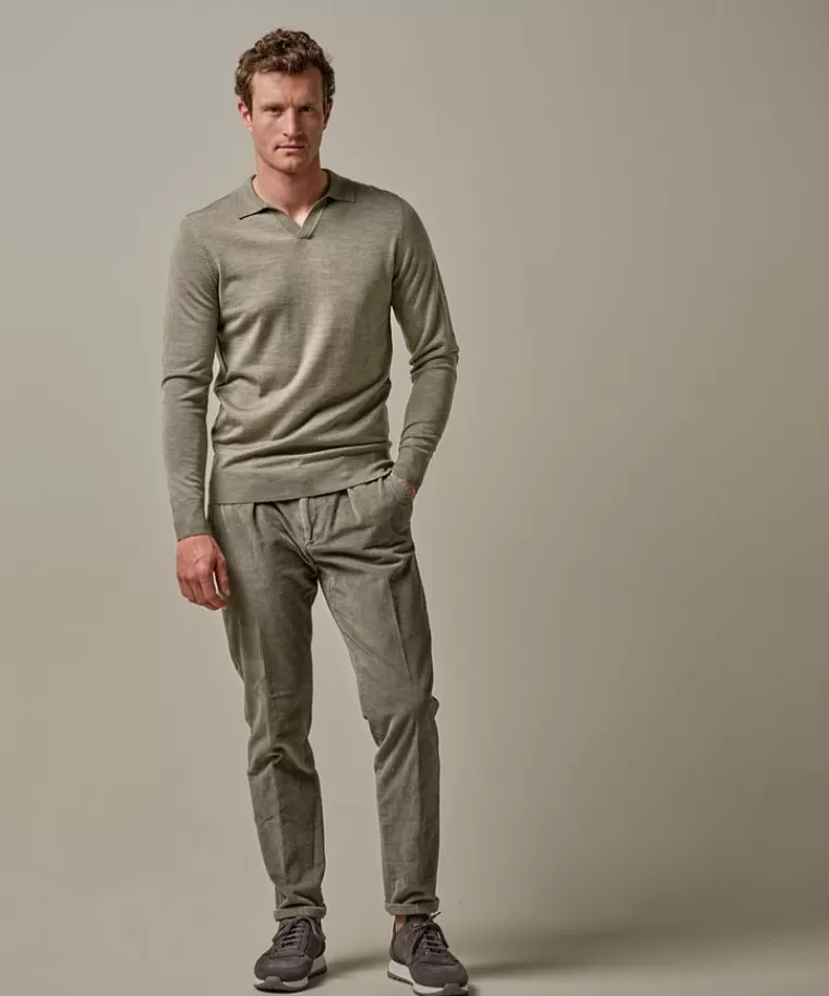 Profuomo e merino open kraag polo Groen Hot