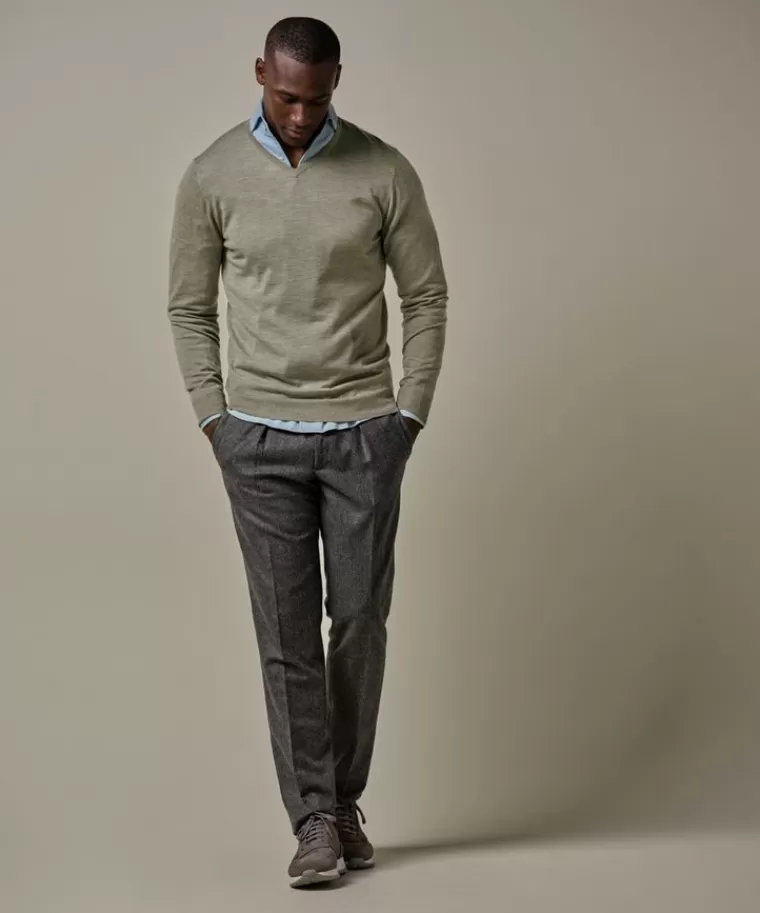 Profuomo e merino v-neck Groen Best Sale