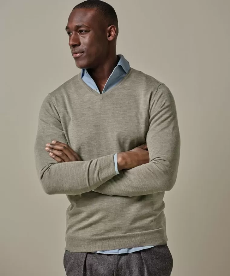 Profuomo e merino v-neck Groen Best Sale