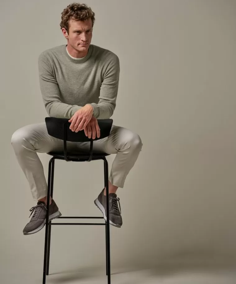 Profuomo Groene structuur crewneck Midgroen Shop