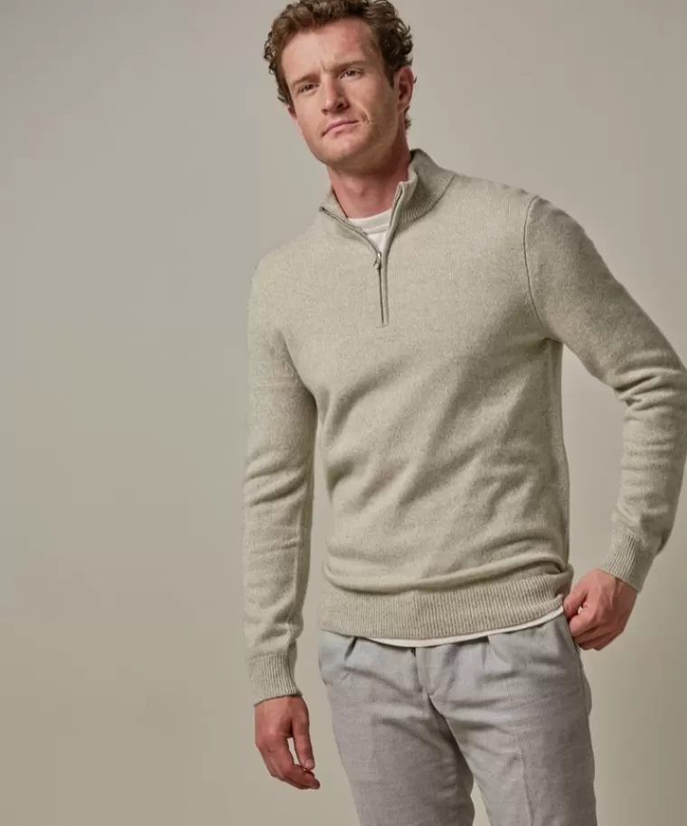 Profuomo Groene wollen half zip Lichtgroen Online