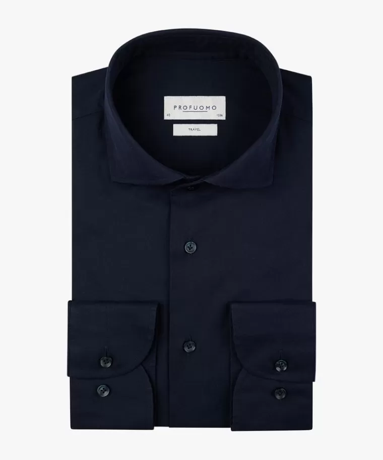 Profuomo Het travel overhemd Navy Cheap