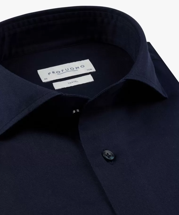 Profuomo Het travel overhemd Navy Cheap