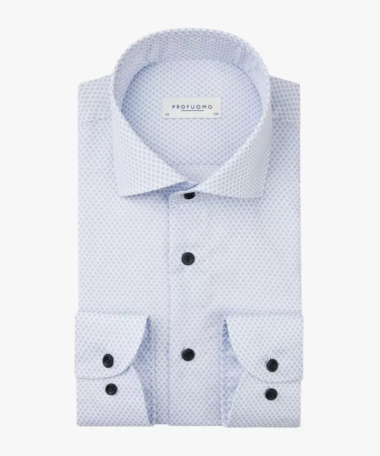 Profuomo Minimal print overhemd Lichtblauw Cheap