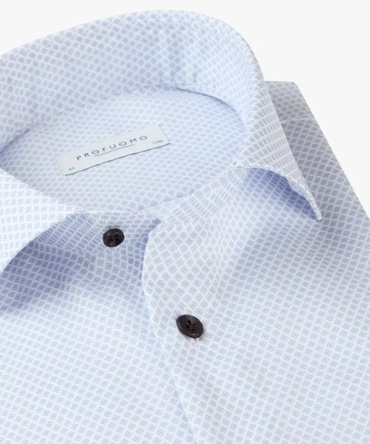 Profuomo Minimal print overhemd Lichtblauw Cheap