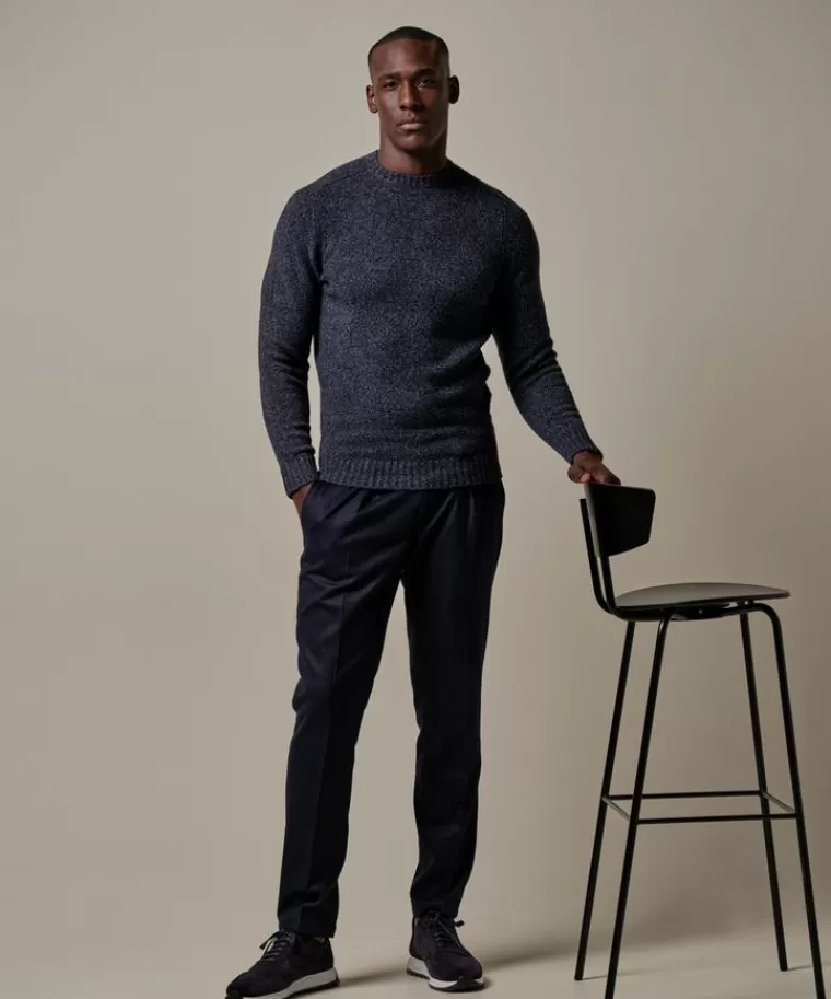 Profuomo boiled wollen crewneck Navy Online