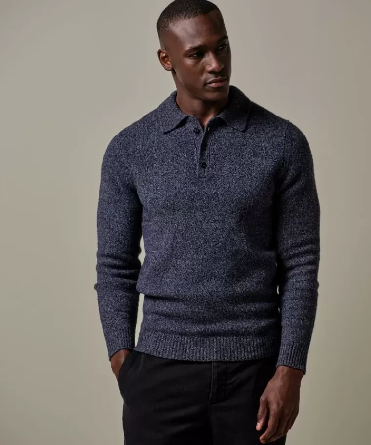 Profuomo boiled wollen polo Navy Cheap