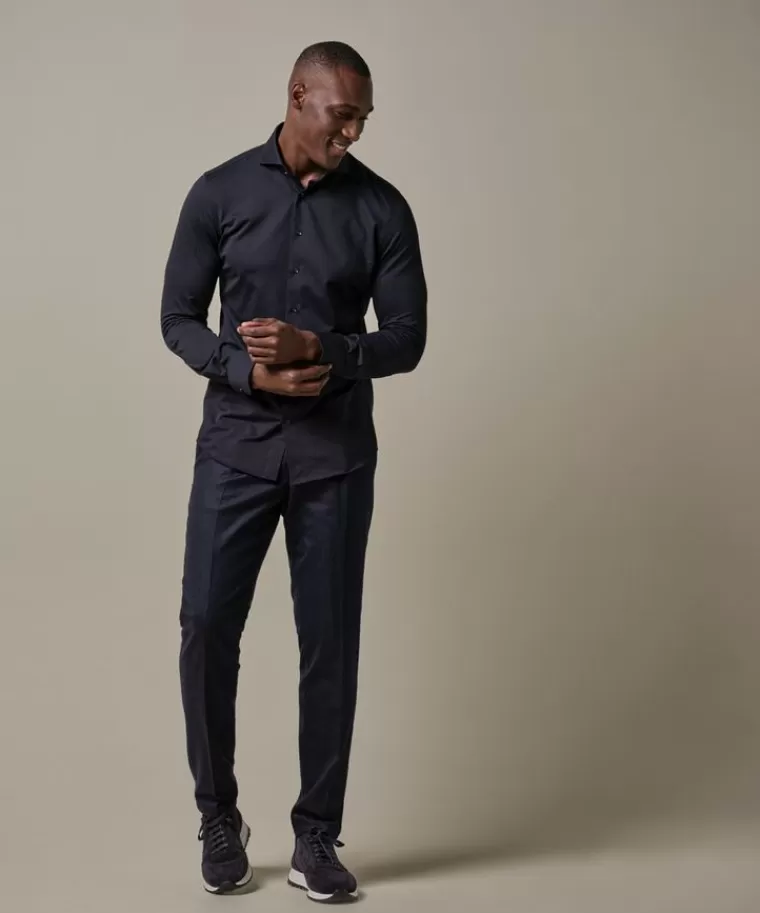 Profuomo Japanese knitted overhemd Navy Fashion