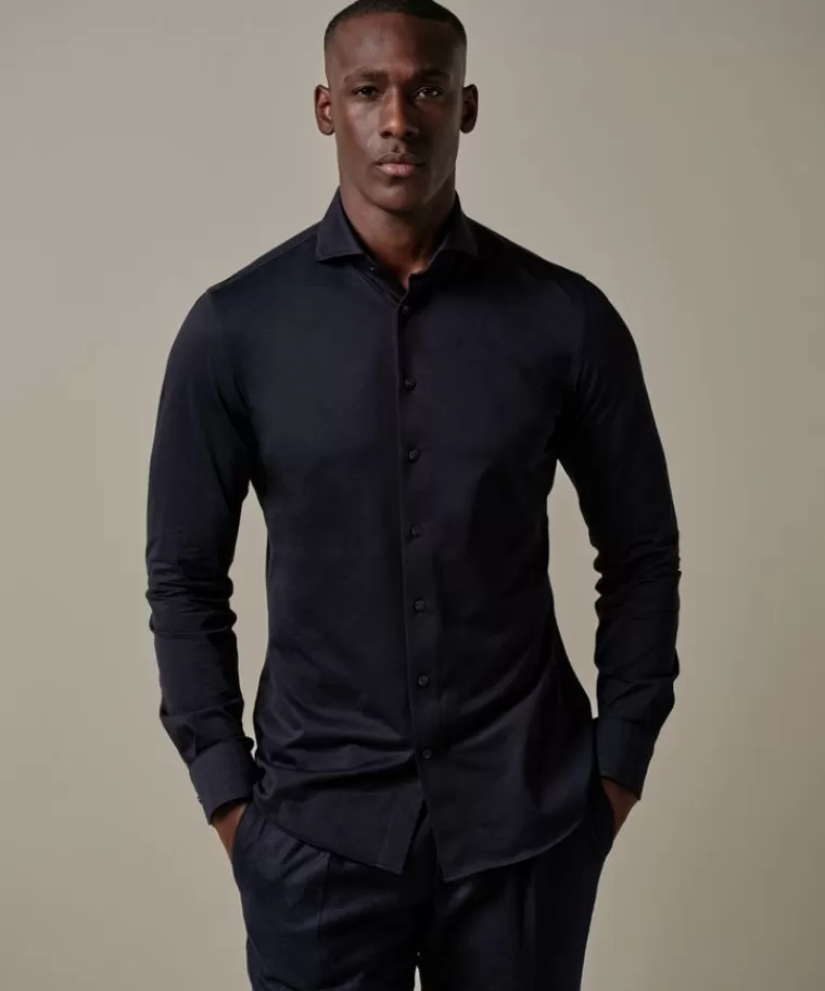 Profuomo Japanese knitted overhemd Navy Fashion