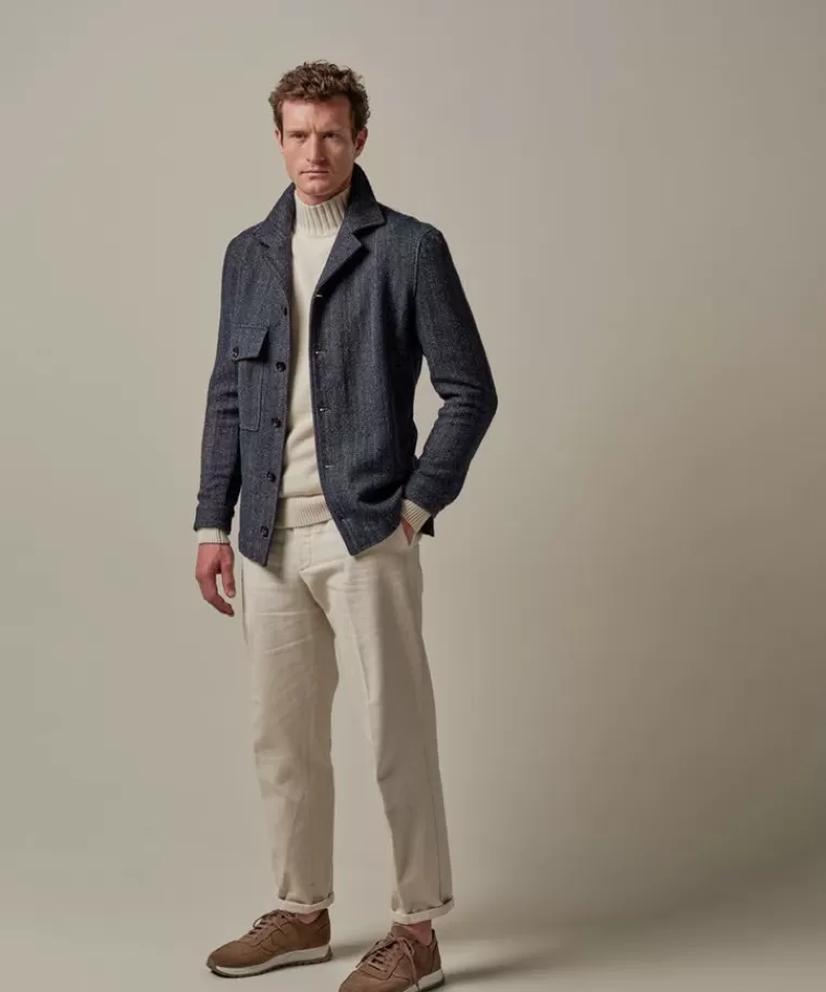 Profuomo katoen twill overshirt Navy Hot
