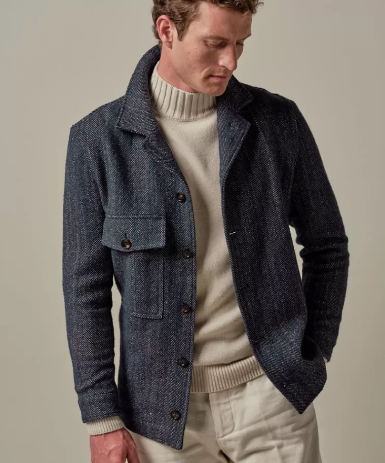 Profuomo katoen twill overshirt Navy Hot
