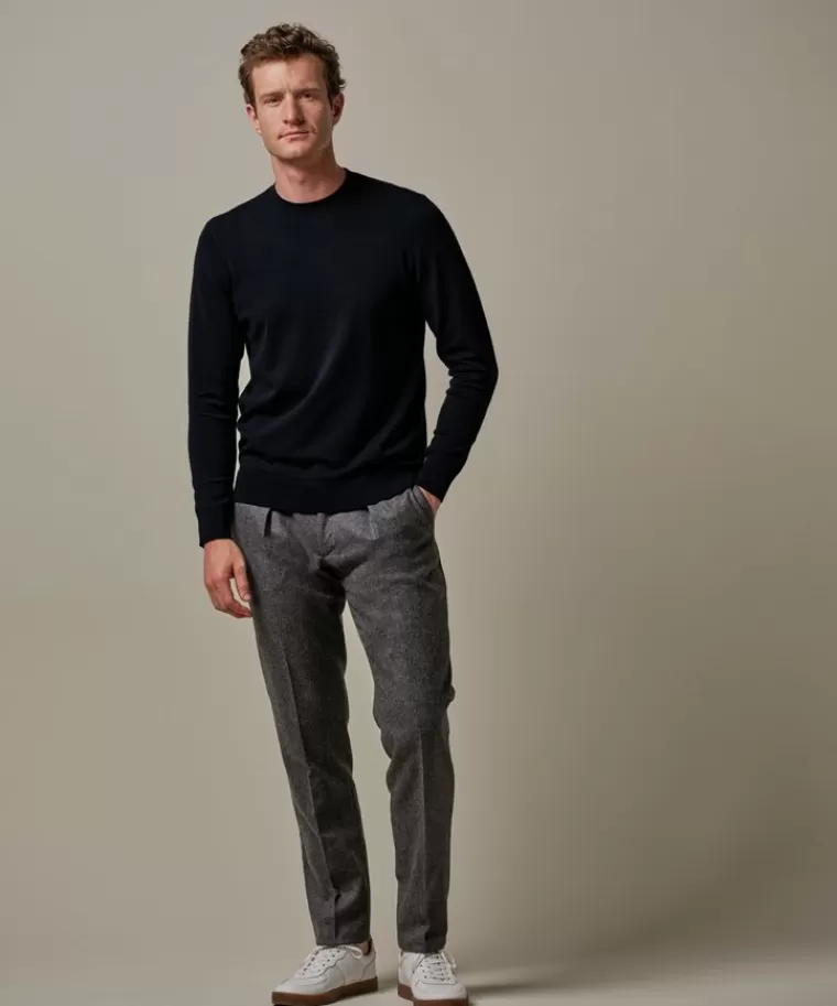 Profuomo luxury basic crewneck Navy Flash Sale
