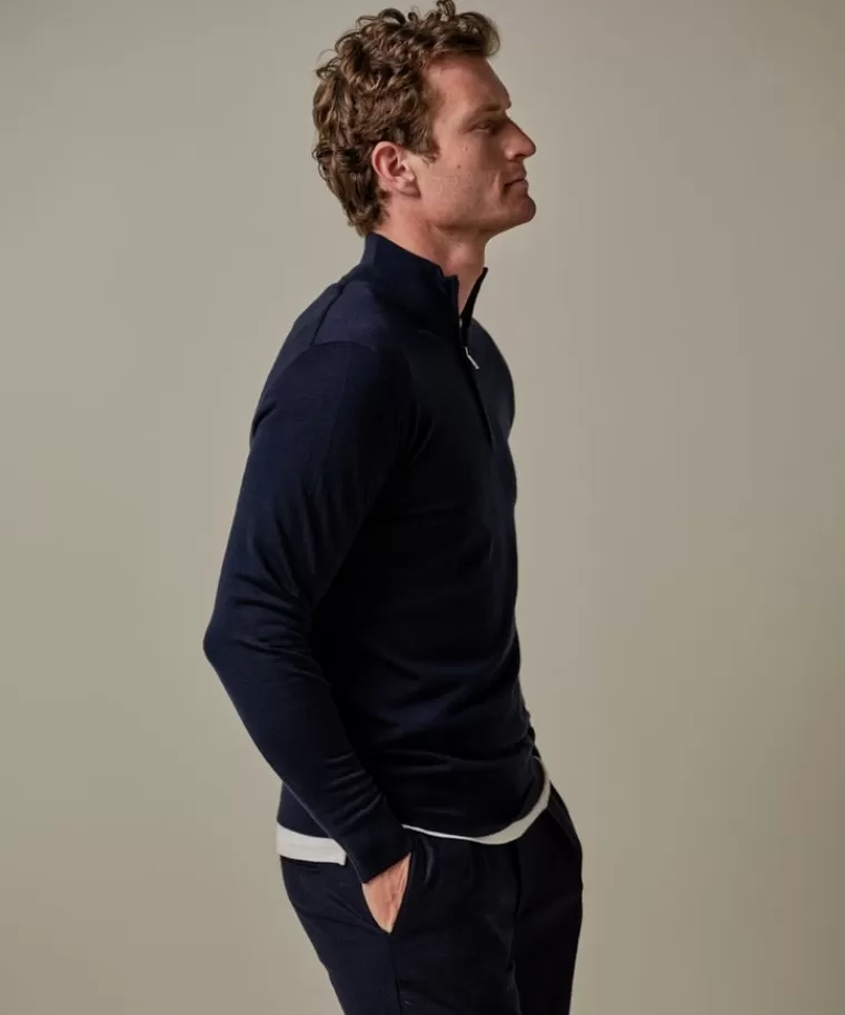 Profuomo merino half zip Navy Flash Sale