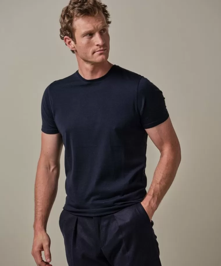 Profuomo merino t-shirt Navy Best
