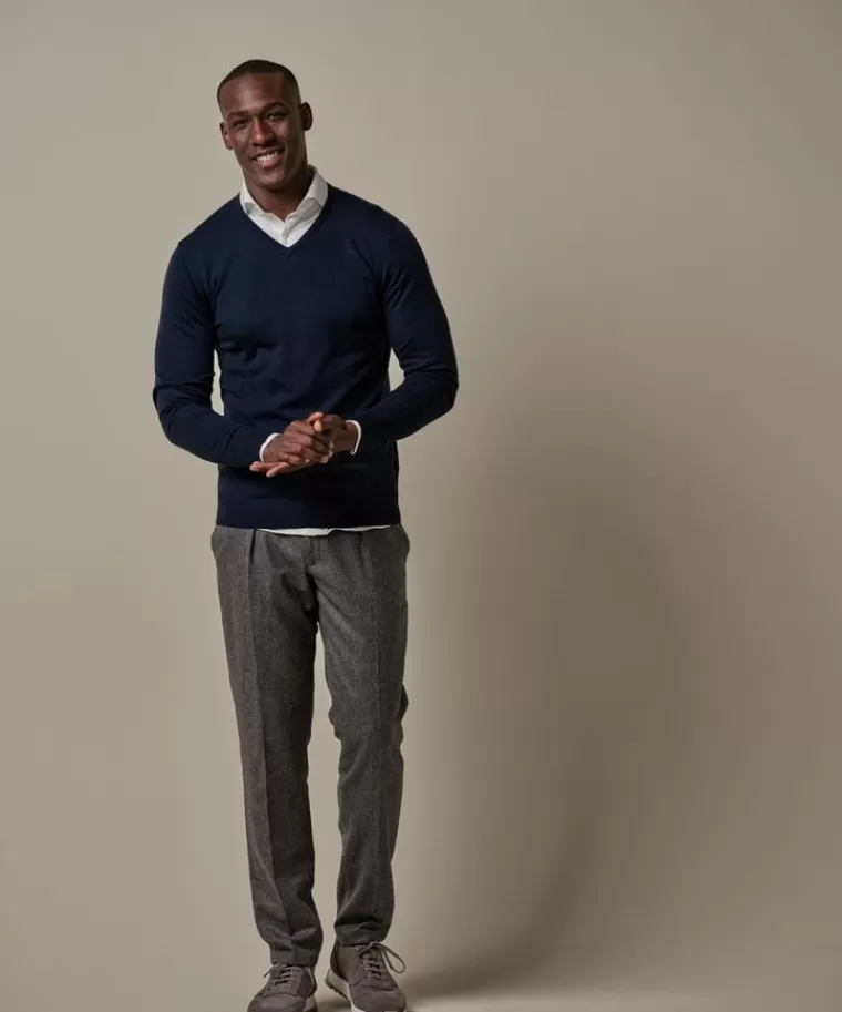 Profuomo merino v-neck Navy Hot
