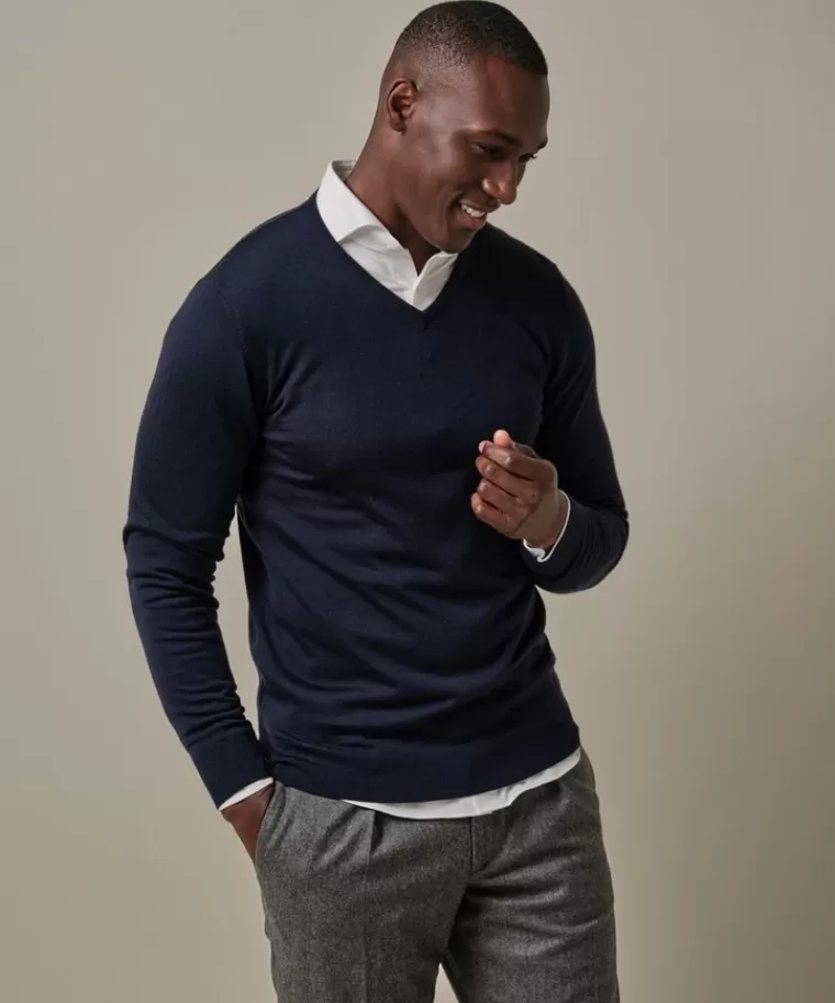 Profuomo merino v-neck Navy Hot