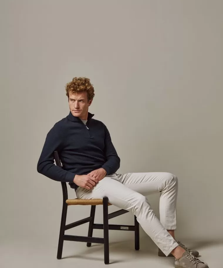 Profuomo structuur half zip Navy Cheap