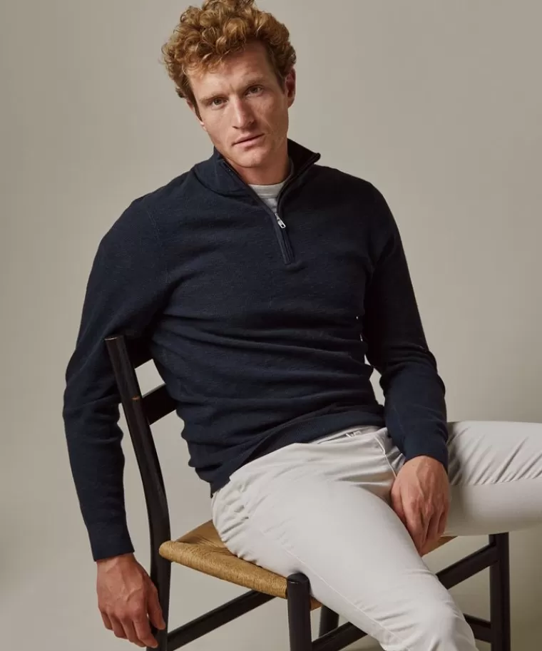 Profuomo structuur half zip Navy Cheap