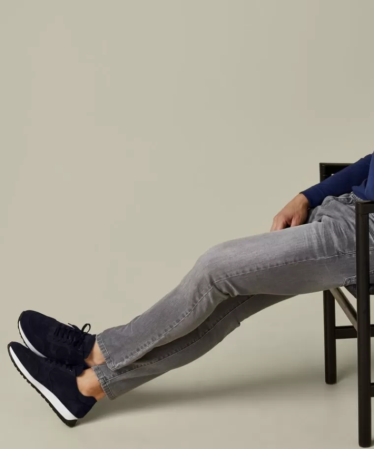 Profuomo suède runner sneakers Navy Flash Sale