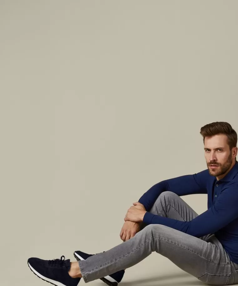 Profuomo suède runner sneakers Navy Flash Sale