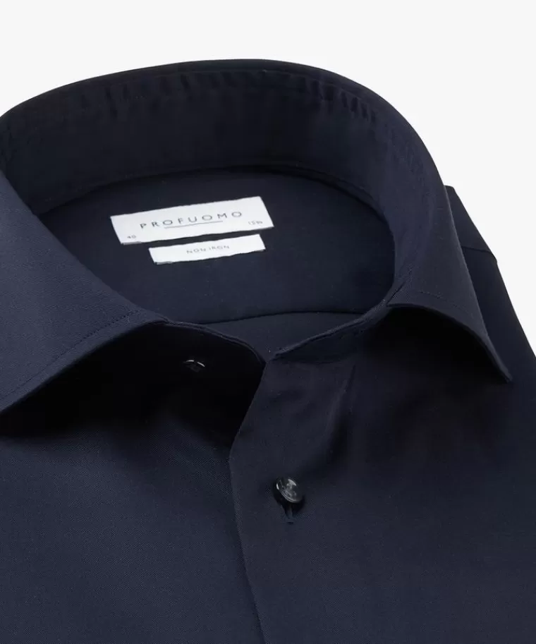 Profuomo twill overhemd Navy Fashion