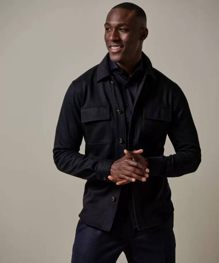Profuomo wol knitted overshirt Navy Sale