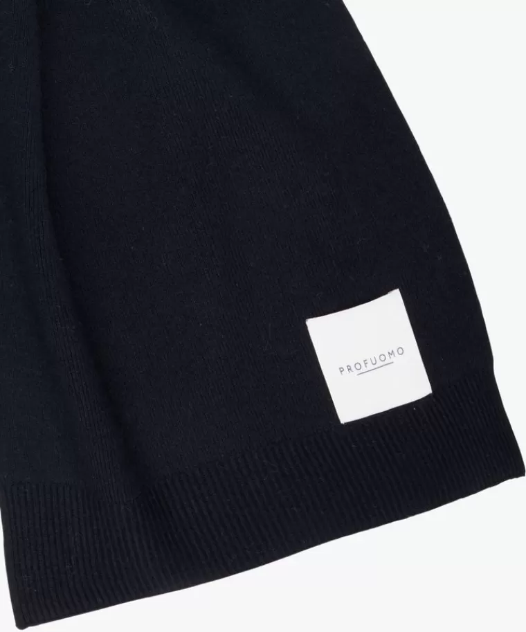 Profuomo wol knitted sjaal Navy Best Sale